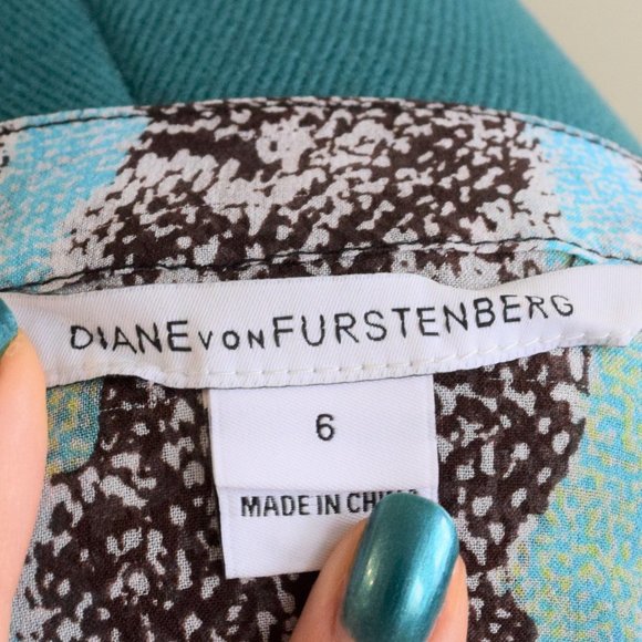 DVF Kenley Oasis Snake Silk Blouse Blue Green - Picture 7 of 7